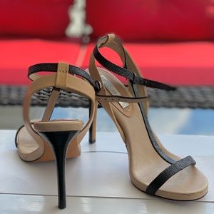 Black and Nude Strapy Heels